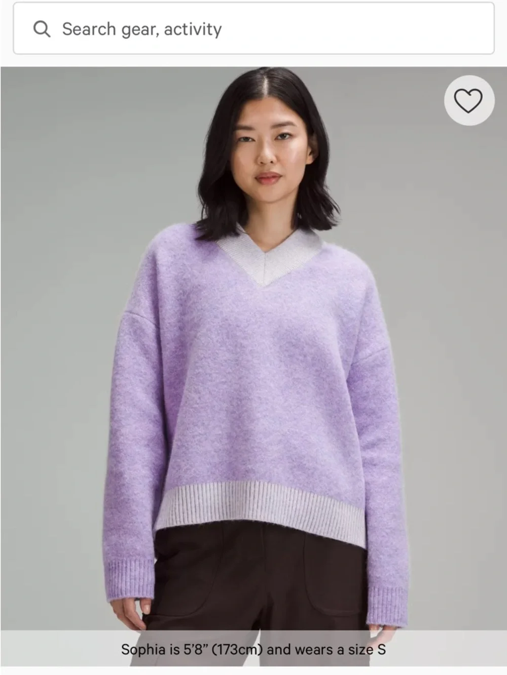 Lululemon Sweater Womens Small Purple Alpaca Merino Wool V Neck Stretch Pullover